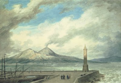 Vesuvius en Somma vanaf de pier in Napels, 18e eeuw door John Robert Cozens